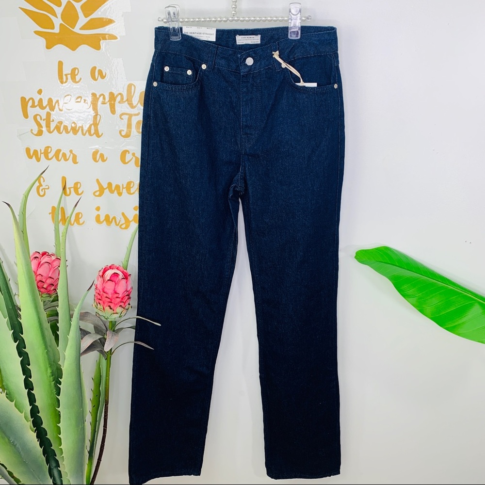 ZARA Heritage Straight Sunset Blue Denim Jeans 2 - Picture 2 of 14